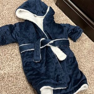 Baby boy fuzzy robe blue and white